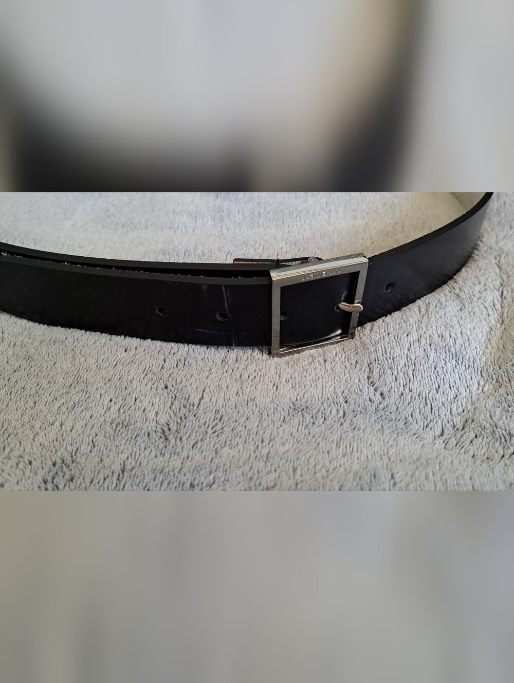 Ladies Nine West Black Genuine Leather Belt with Silver Buckle